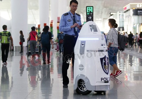 Sacurity autonomous robot performing surveillance tasks in an airport